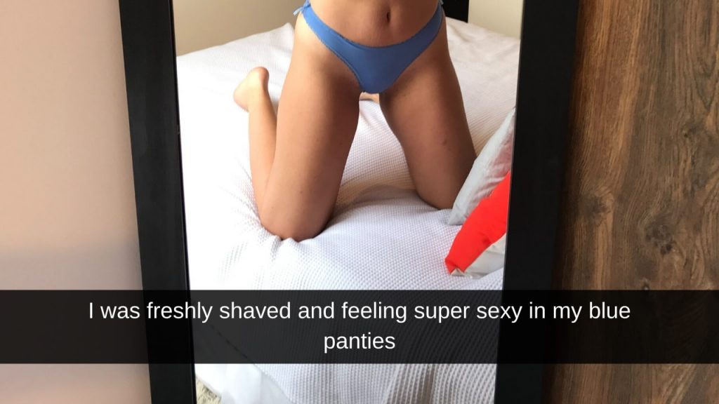 woman taking selfie in blue panties