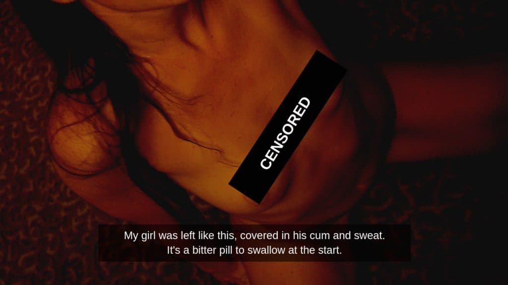 woman showing censored chest